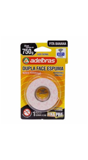 DUPLA FACE FIXA PRÓ – ESPUMA 12MM X 2M ADELBRAS