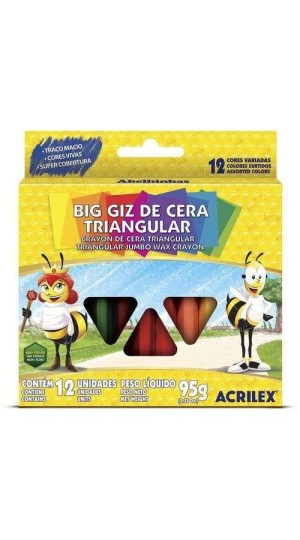 BIG GIZ DE CERA TRIANGULAR C/12 CORES ACRILEX