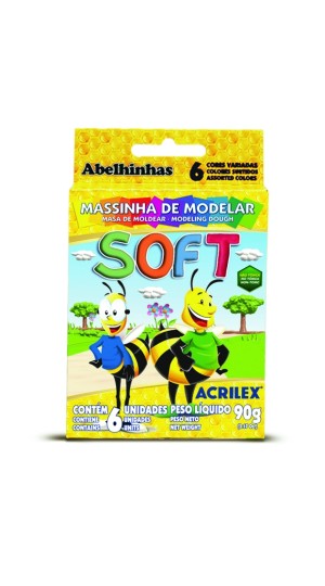 MASSA DE MODELAR SOFT C/06 CORES 90G. ACRILEX