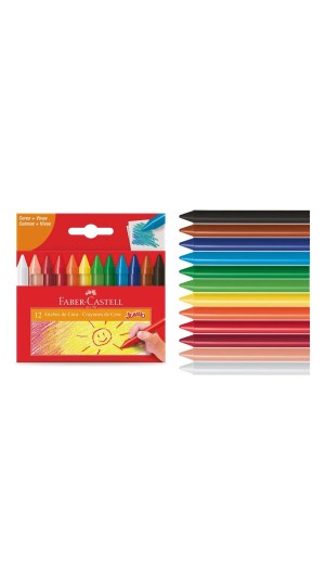 GIZÃO DE CERA JUMBO 12 CORES FABER CASTELL