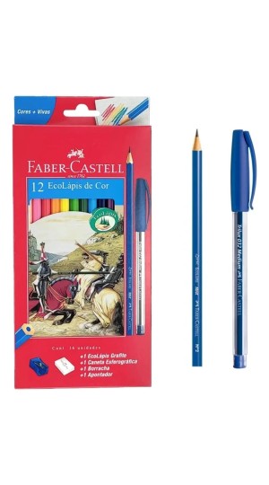 LÁPIS DE COR 12 CORES FABER CASTELL KIT