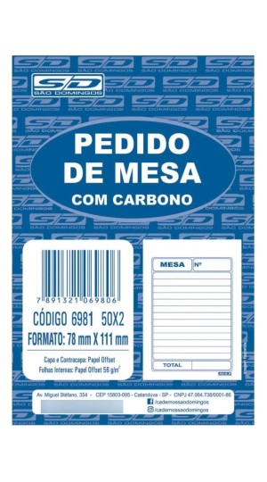 PEDIDO DE MESA C/ CARBONO
